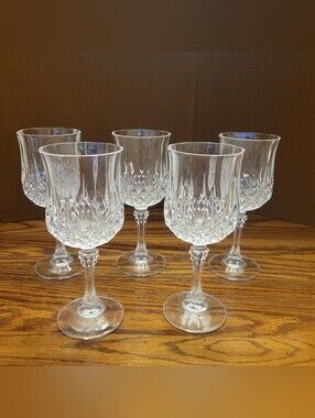 Set of 5 Cristal D'Arques Longchamp 6 oz Wine Glass,  Goblet 6 1/2" tall